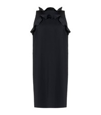 Lanvin Women's Black Neoprene Ruffled Shift Dress, EU 36 / US 4 2360-1