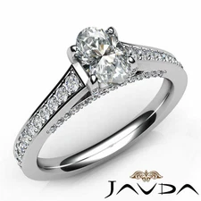 Micro Pave Bridge Accent Oval Diamond Engagement Ring GIA F VVS1 Clarity 1.25Ct