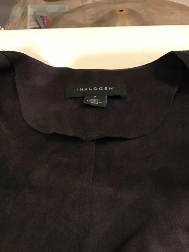 Cárdigan halógeno para mujer pequeño, marrón, top de poliéster, manga larga, cierre de corbata Foto 2 de 4