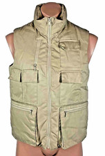 Vtg Golden Bear Down Puffer Vest Khaki 80s Hunting Feather Warm sz S Hipster
