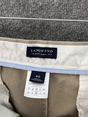Lands End Traditional Fit Chino Pants Mens Size 40x28 Beige Expandable Waist - Picture 3 of 10