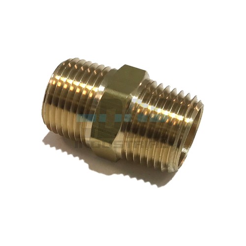BRASS HEX NIPPLE 1/2" MALE NPT MNPT FUEL/AIR/WATER/OIL/GAS WOG