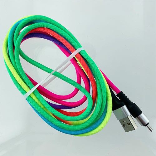 10ft Braided Rainbow 8Pin Micro Type-C 3.1 Charging Data Sync Cable Charger - Picture 9 of 20