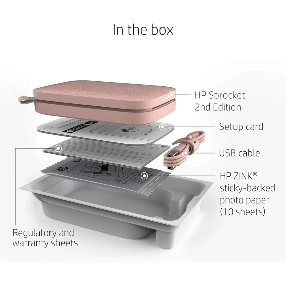 HP Sprocket Portable Printer, 2x3 Photo Printer Prints on Zink Paper, Blush Pink - Image 3 of 4