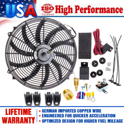 #ad 16quot; Slim Electric Radiator Fan Pusher Puller 120W High Power 3500CFM 2100RPM New $62.99