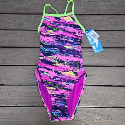 TYR The Finals Youth Girls Sassy No Foil Swimsuit Wingback  -Size 24 New
