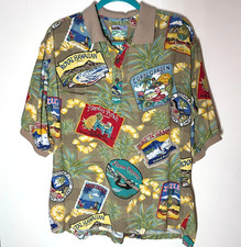 Reyn Spooner Polo Shirt Mens L Pineapple Advertisement Pocket Green Hawaii USA