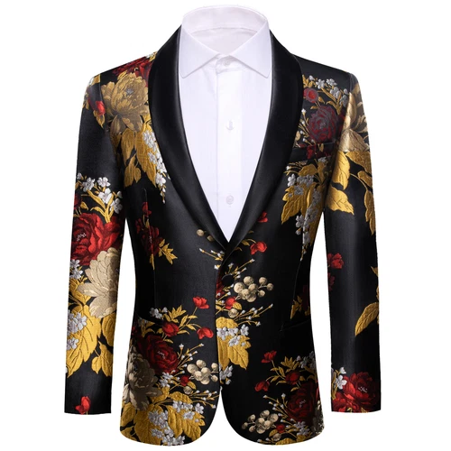 Para Hombres Floral Esmoquin Cena Chaqueta Calce Regular Chal Solapa Paisley Baile de graduación Fiesta Traje - Imagen 102 de 236