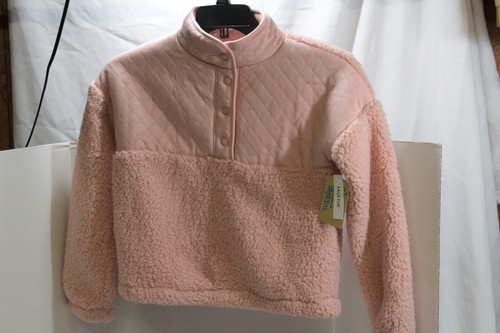 Girl's Large 14 There Abouts Faux Fur pullover sweater Mellow Rose buttons - Picture 3 of 4