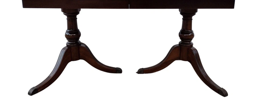 Mesa de comedor antigua georgiana inglesa doble pedestal caoba 62 x 42" de madera de colección Foto 2 de 4