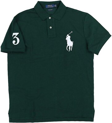 Polo Ralph Lauren Men's Custom Slim Fit Mesh Big Pony Shirt Green