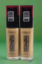 LOREAL Infallible 24hr Fresh Wear Foundation 482 Radiant Sun 1oz Ea 2pcs New!!!