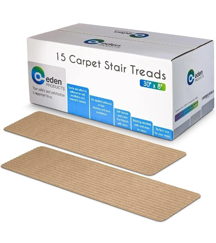 Pisos antideslizantes para escaleras de alfombra para peldaños de madera, 15 piezas 8X30 pulgadas resistencia al deslizamiento interior Foto 3 de 4