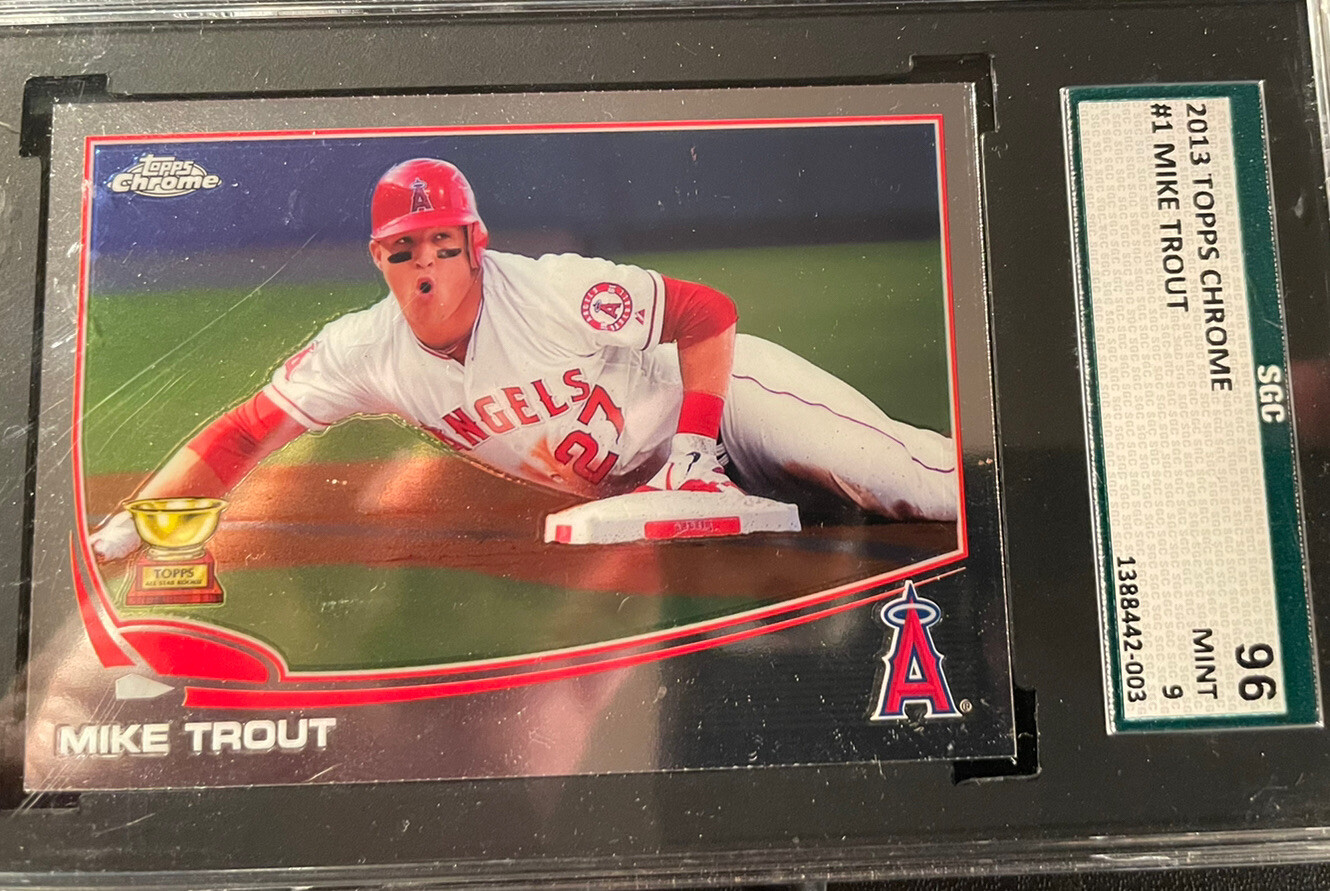 2013 Topps Chrome MIKE TROUT Refractor Sliding RC Rookie #1 Sgc 9 MINT Angels