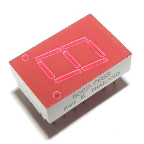 [5pcs] 5082-7653 7-segment; 10.9mm 0.43" Display red; 0.34-0.8mcd; cathode - Afbeelding 1 van 1