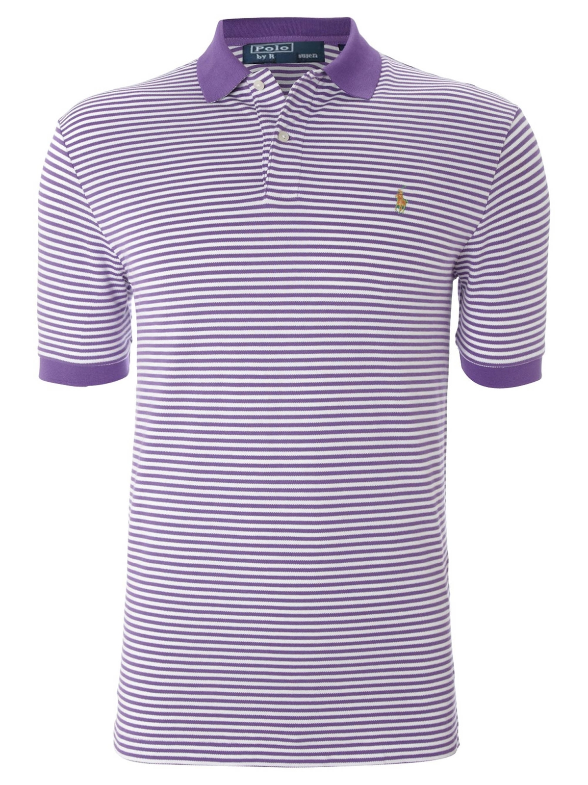 Ralph Lauren Mens lila & Weiß Short-Sleeved Polo Shirt Ralph Lauren Mens lila & Weiß Short-Sleeved Polo Shirt