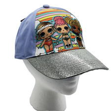 L.O.L Kids Periwinkle Blue Girls Baseball Cap Glitter Brim One Size Adjustable