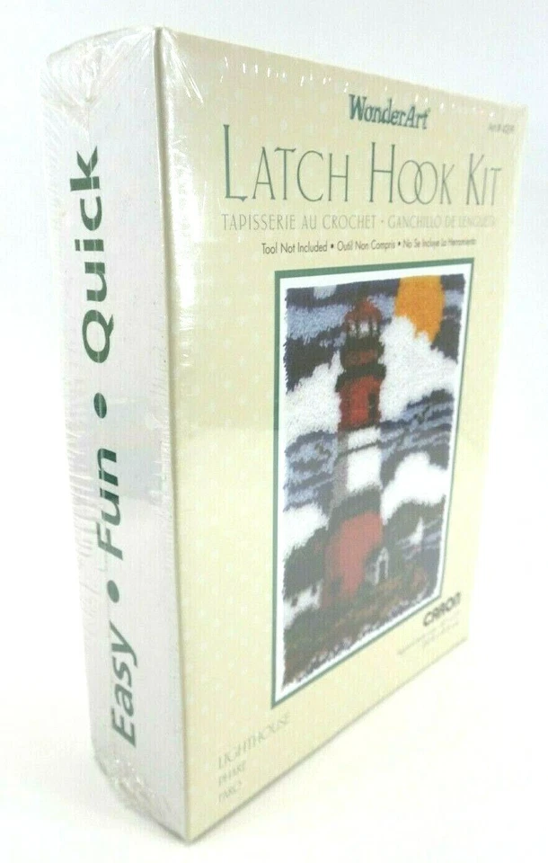 Caron WonderArt Latch Hook Kit #4299 Lighthouse 20 x 27 FACTORY SEALED BOX - Image 3 of 4