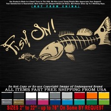 Fishing Bone Red Fish Drum Look Left Angry Fish ON Skeleton Sticker Decal