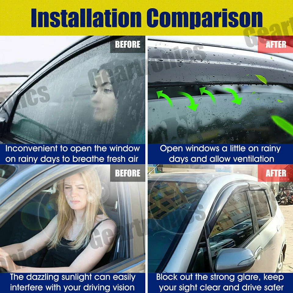 Para Kia Optima JDM Mugen 2011-2015 Estilo Ventana Ventilación Visera Sombrilla Sol Lluvia Protectores Foto 3 de 4