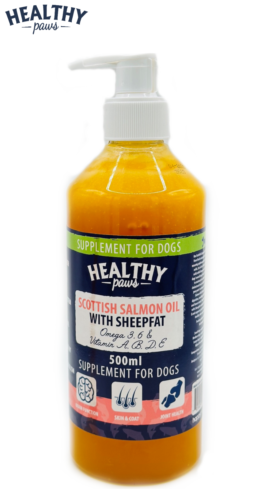 HEALTHY PAWS SCOTTISH SALMON OIL W/ SHEEPFAT DOG PUPPY HEALTH SUPPLEMENT 500ML