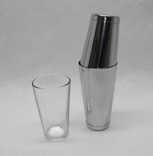 3 Piece BOSTON SHAKER SET Glass & Dual WEIGHTED Tins Bar Cocktail Mixing Kit