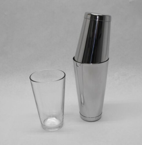 ENSEMBLE 3 pièces BOSTON SHAKER verre et double boîte PONDÉRÉE bar kit de mélange cocktail - Photo 1/5