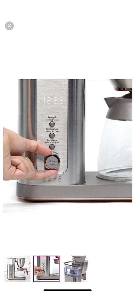 GE Café’ cafetera de goteo especial sin jarra plateada Foto 2 de 3