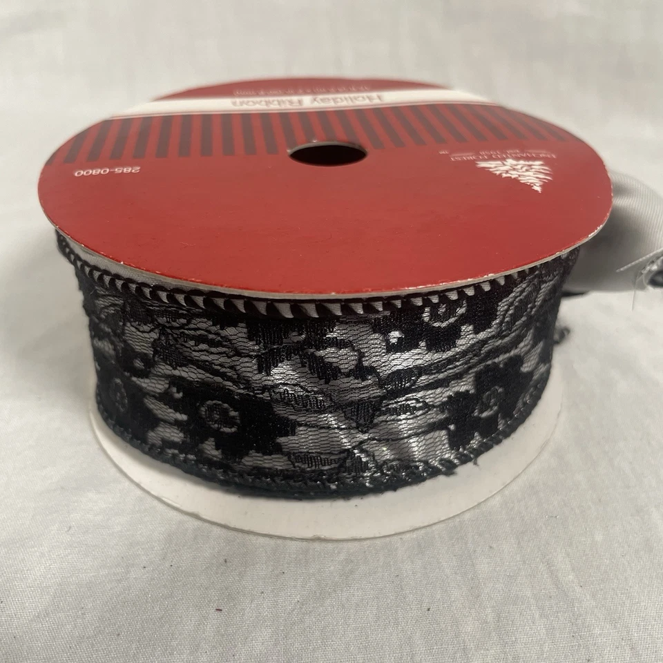 Lot Of 3 Black Ribbons - Zebra , Lace , Sheer | Christmas & Craft - Image 2 of 4