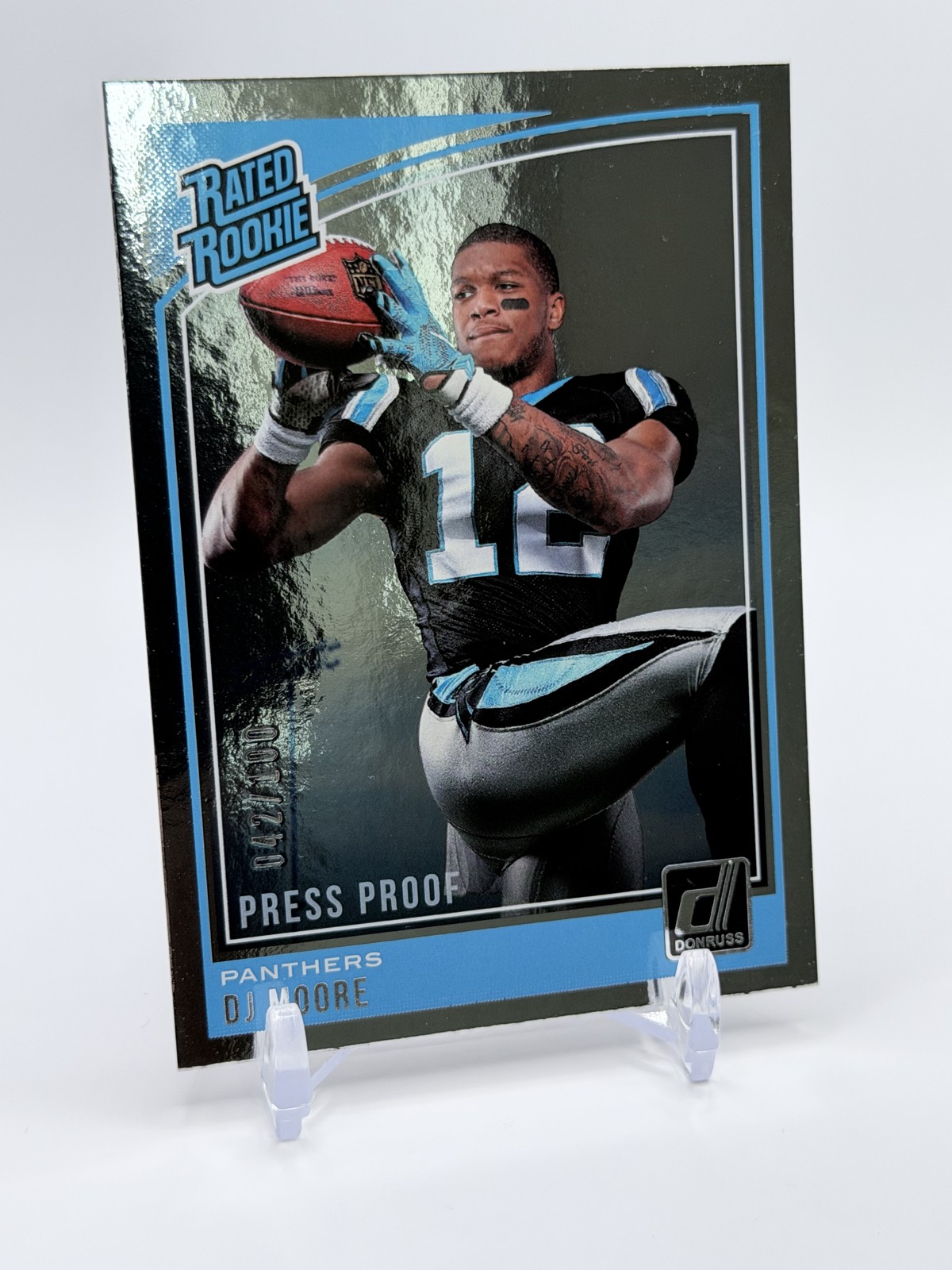 2018 Panini Donruss - Rated Rookie D.J. Moore #316 Press Proof Silver /100 (RC)