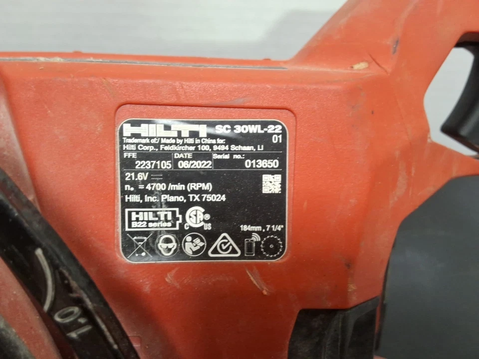 2025 HILTI SC 30WL -22 CORDLESS CIRCULAR SAW W/ B22-170 8.0Ah Battery & Blade - Image 2 of 4