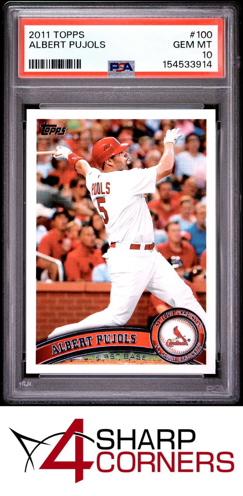 2011 TOPPS #100 ALBERT PUJOLS CARDINALS PSA 10