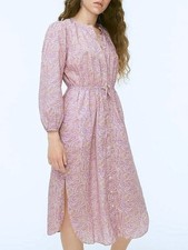 New J.Crew 100% Cotton Paisley Midi Shirtdress Mauve 4, Small