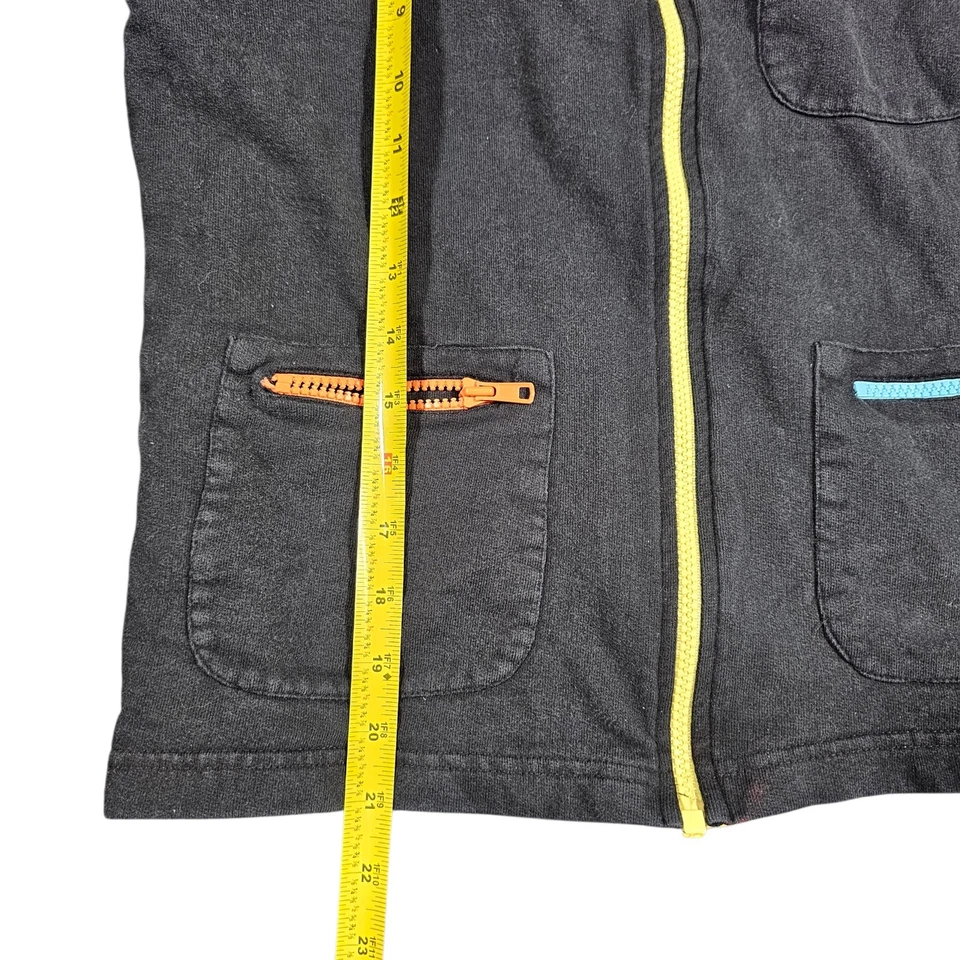 Vintage 90s Norm Thompson Sweater Jacket Women Small Black Cotton 5 Zip Pockets - Image 4 of 4