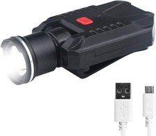 FISHNU 500 Lumens Clip-on Hat Light,USB Rechargeable Led black 500LM Zoomable