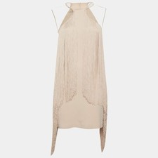 Stella McCartney Pink Crepe Fringed Mini Dress M