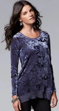 Simply Vera Wang Purple Velvet Burnout Blouse Whimsigoth Romantic Fairy Grunge L