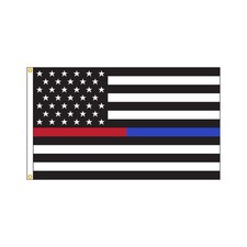 American Flag - Black/white With Red/Blue Stripe