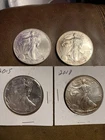 1 oz. American Silver Eagles 4 Pc Lot Nice Toning on One