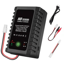 NiMH NiCd Battery Charger, 1A/2A Smart RC Charger & Tamiya Connector for RC Cars