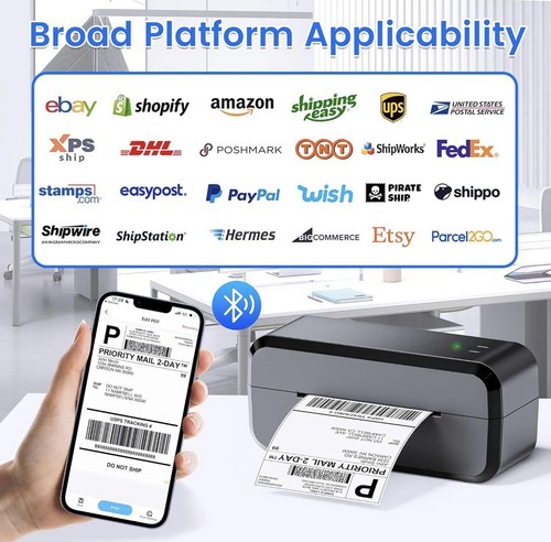 Bluetooth Shipping Label Printer or 4x6 Thermal Paper for Small Business Lot - Picture 6 of 8