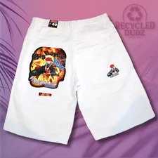Vtg JYNX sz 40 White Denim Jorts Y2K Wide Leg Baggy Skater Jean Shorts JNCO