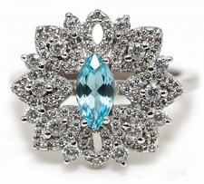 2CT Aquamarine  Topaz 925 Solid Genuine Sterling Silver Ring Jewelry Sz 7