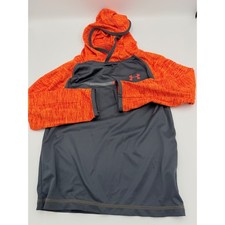 Under Armour Boys Hoodie Size 5 Orange Grey Space Dye Activewear Hooded Shirt