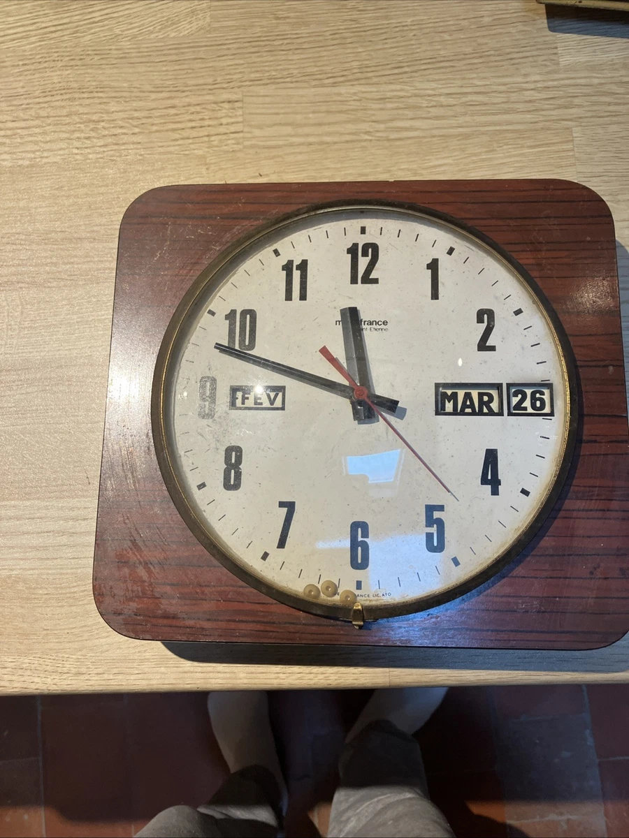 ANCIENNE PENDULE MURALE VINTAGE FORMICA JAZ ELECTRONIC AVEC