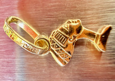 14K Yellow Gold Nefertiti Egyptian Head Charm Pendant, No Stone