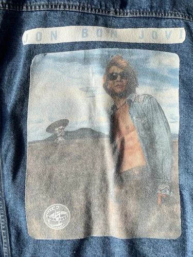 Vintage Bon Jovi One Wild Night 2001 Tour Denim Jacket XL Haleman Custom Patch image 6