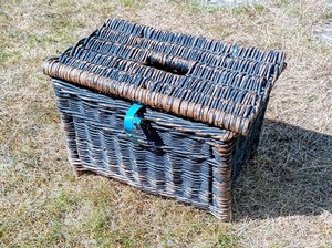 Vintage Wicker Fishing Basket Interior Design Home Decor Log Storage