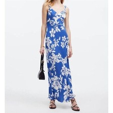 NWT Madewell Women's Blue Floral Tank Midi Dress Size 14 Spring Summer