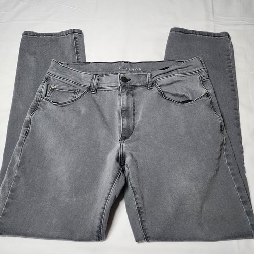 Mott and Bow Jeans Mens 33x30 Grey Gray Straight Slim Fit Stretch 5 Pockets Logo